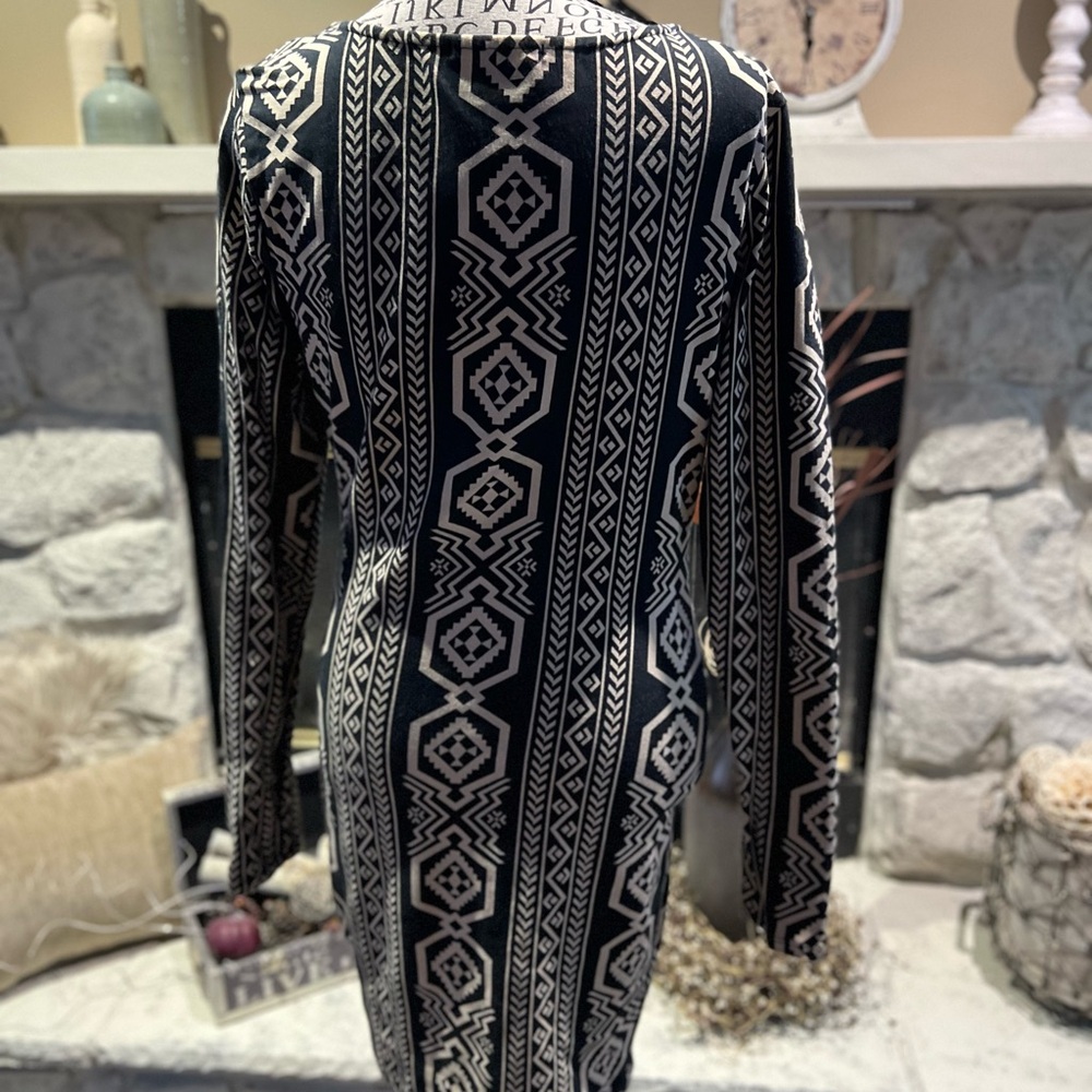 Geometric Black and White Dress